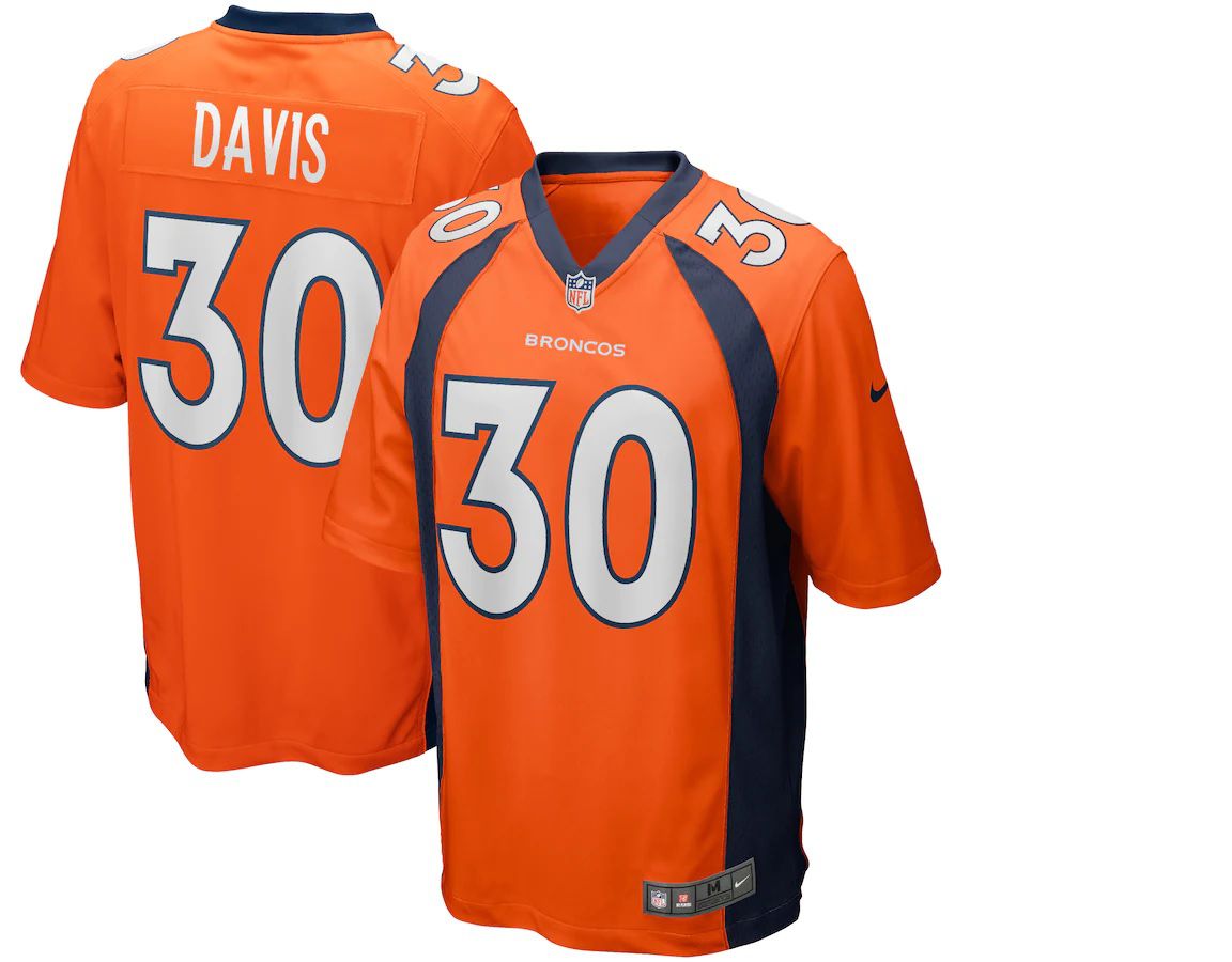 Men Denver Broncos #30 Terrell Davis Nike Orange Game Retired Player NFL Jersey->denver broncos->NFL Jersey